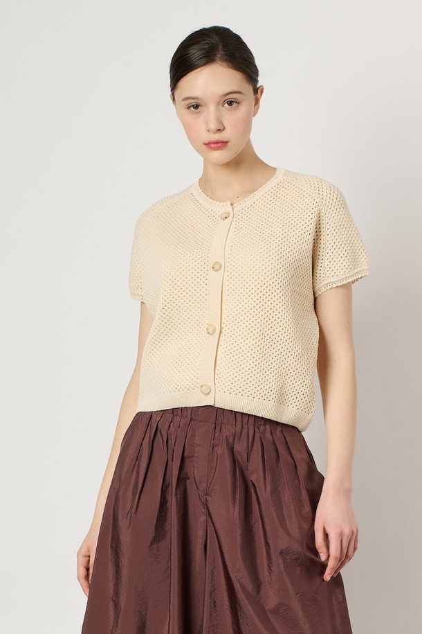 BCBG - 가디건 - [24SU]캡 슬리브 니트 가디건 - Cream B4M5K12614