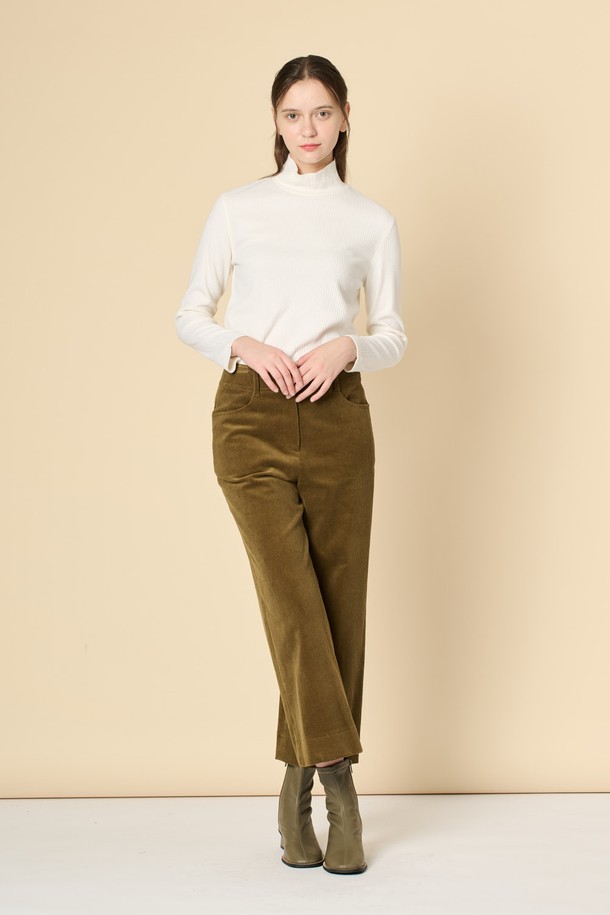 BCBG - 롱/미디팬츠 - [24WT]코듀로이 팬츠 - OLIVE B4W9P30244