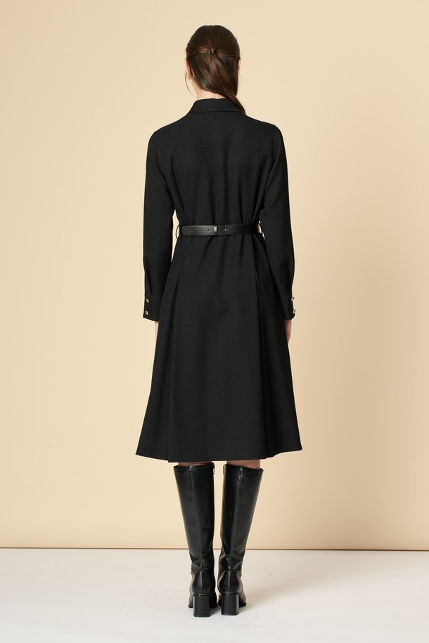 BCBG -  - [24WT]클래식 벨티드 원피스 - BLACK B4W9O60599