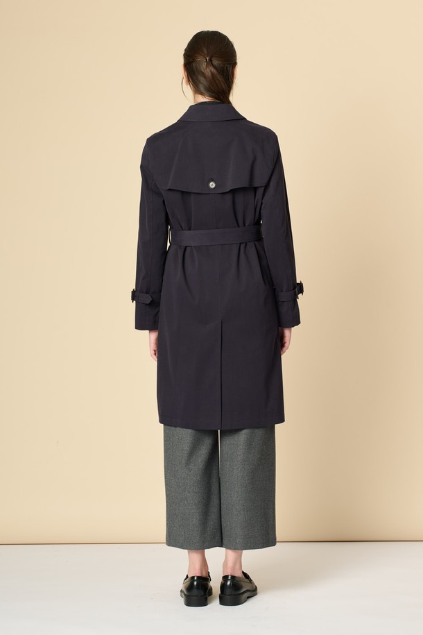 BCBG - 코트 / 패딩 - [24WT]벨티드 더블 트랜치코트 - NAVY B4W9N72055