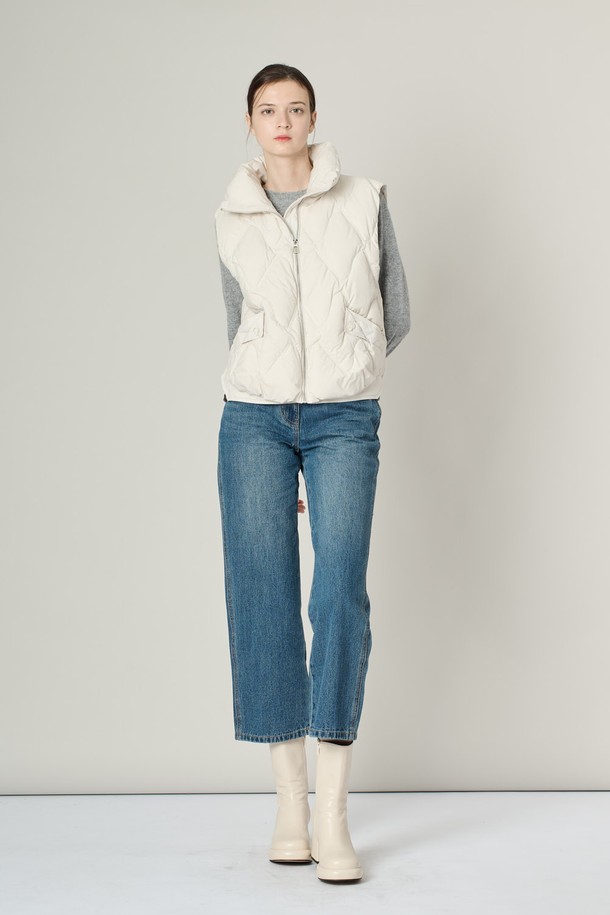 ALL&SUNDRY - 패딩 - [24WT]하이넥 구스 VEST - IVORY A4W9G87013