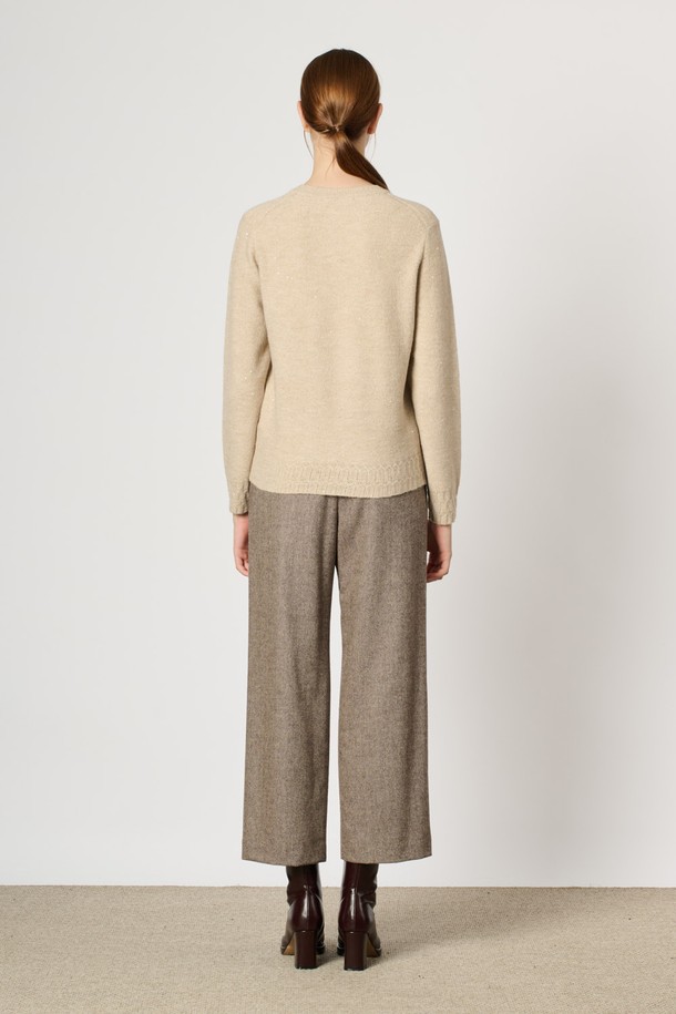 BCBG - 스웨터 - [24WT] 시퀸 라운드 니트 풀오버 - M BEIGE B4W9K40172