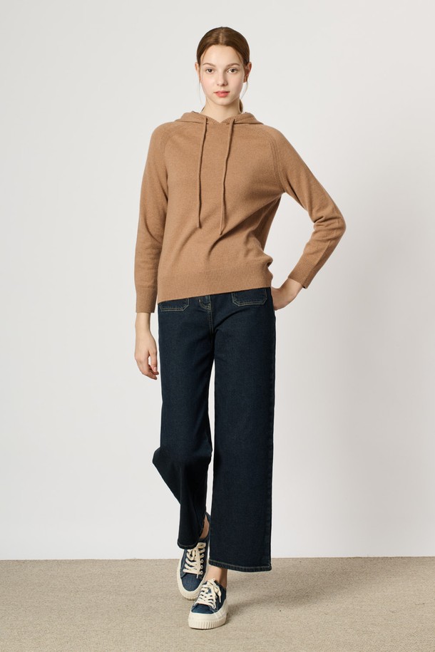 BCBG - 스웨터 - [24WT] 울 캐시 블랜딩 후드 니트 탑 - CAMEL B4W9K40280