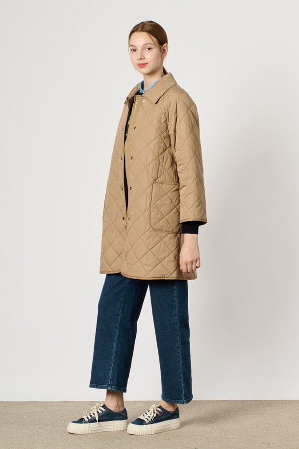 BCBG - 패딩 - [24WT] 퀼티드 패딩 점퍼 - DARK BEIGE B4W9R12573