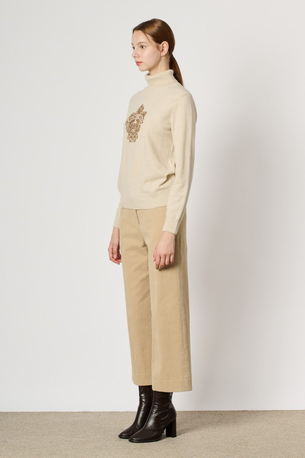 BCBG - 터틀넥 - [24WT] 원포인트 터들넥 니트 탑 - OATMEAL B4WBK32577