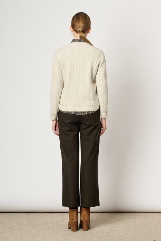 BCBG - 스웨터 - [24WT] 캐시 블렌드 케이블 니트 - OATMEAL B4WBK42977