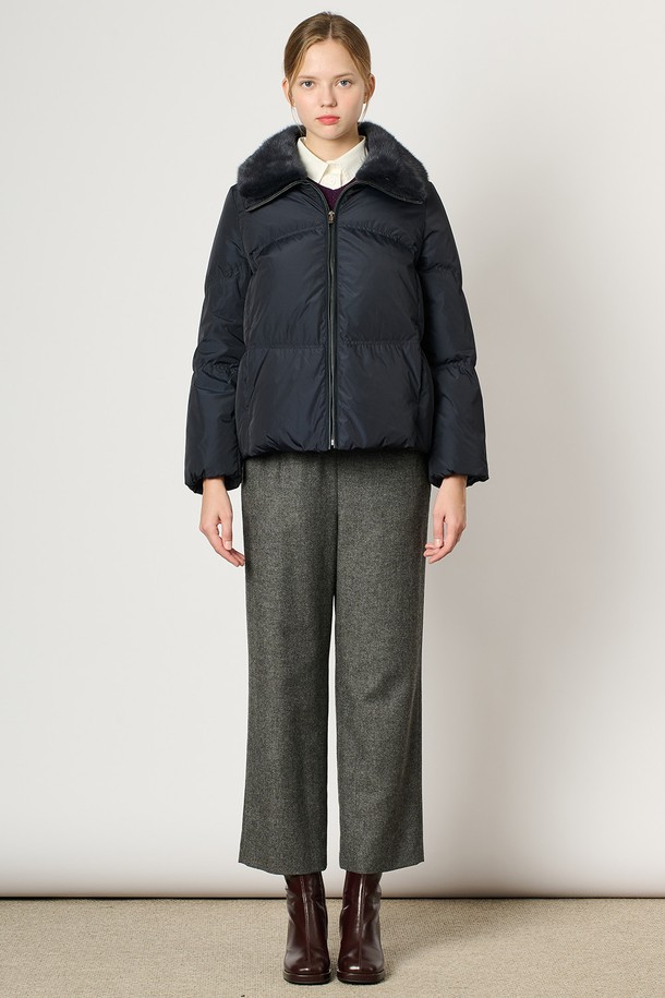 BCBG - 패딩 - [24WT] 탈부착 밍크카라 다운 - NAVY B4WAF83155