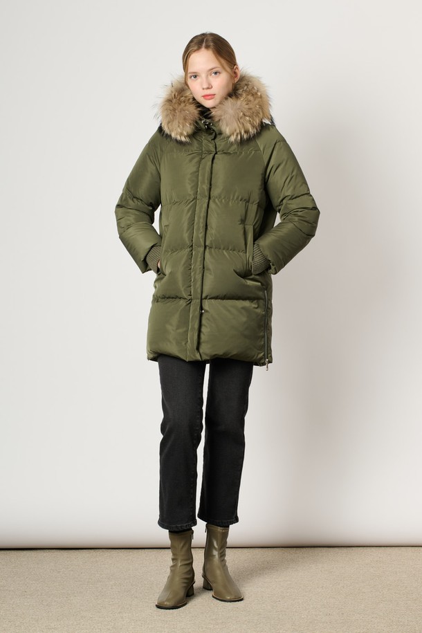 BCBG - 패딩 - [24WT] 라쿤 퍼 넥 다운 - KHAKI B4WAF84282