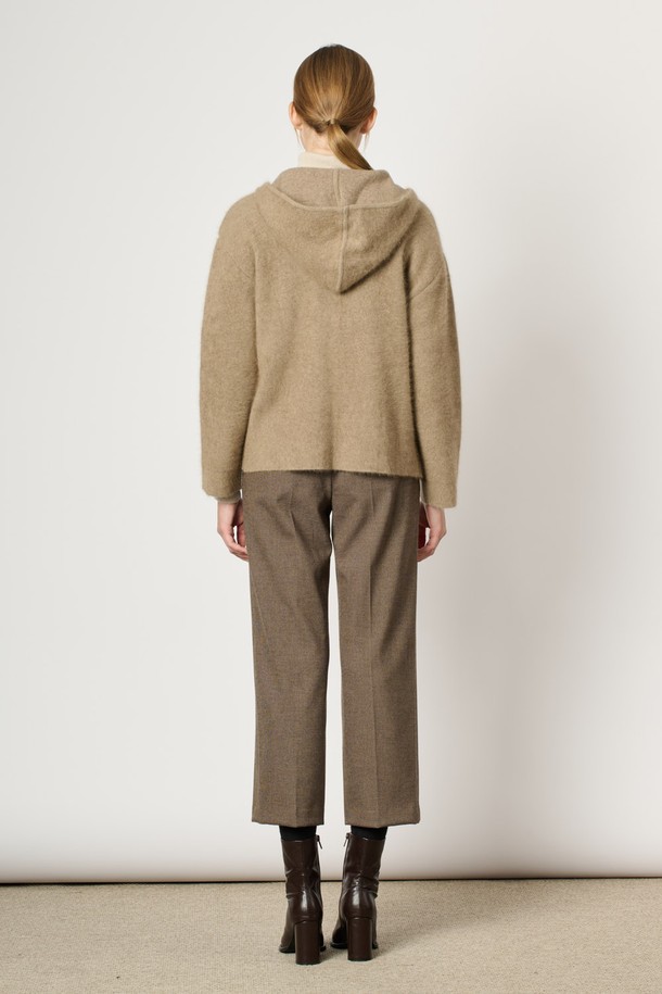 BCBG - 가디건 - [24WT] 라쿤 캐시 후드 집업 - DARK BEIGE B4WAK11573