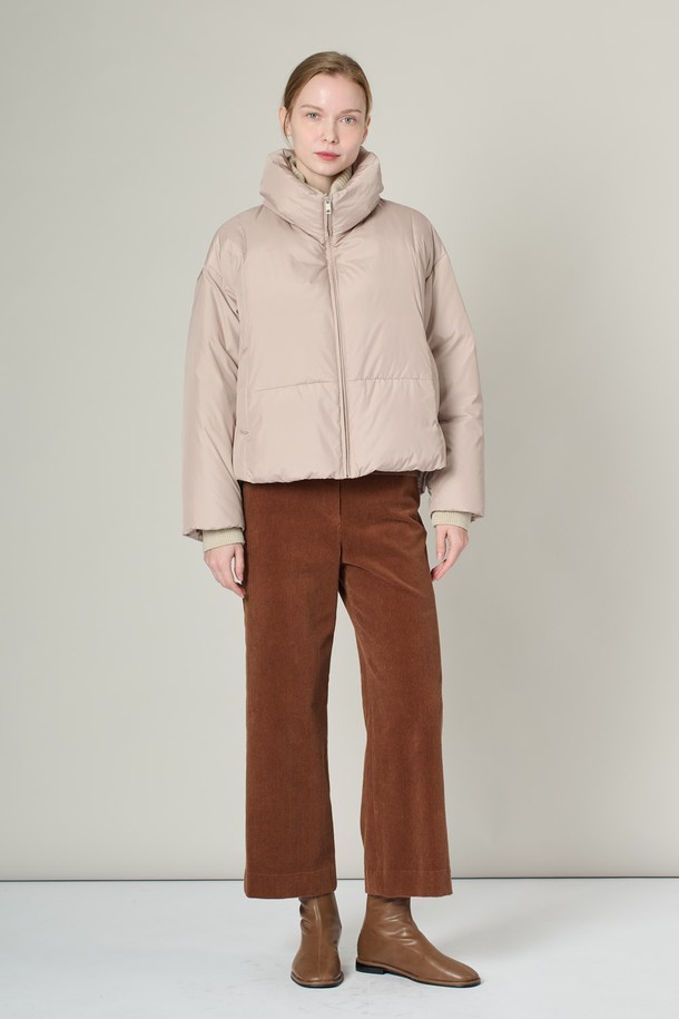 ALL&SUNDRY - 패딩 - [24WT] 니트 배색 구스다운 - LIGHT BEIGE A4W9F80671