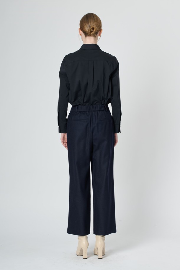 BCBG - 롱/미디팬츠 - [24WT] 울 블랜드 백밴딩 팬츠 -2 - NAVY B4WBP34555