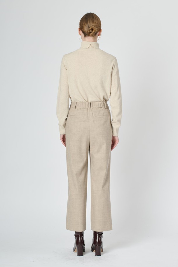 BCBG - 롱/미디팬츠 - [24WT] 울 블랜드 백밴딩 팬츠 -2 - LIGHT BEIGE B4WBP34571