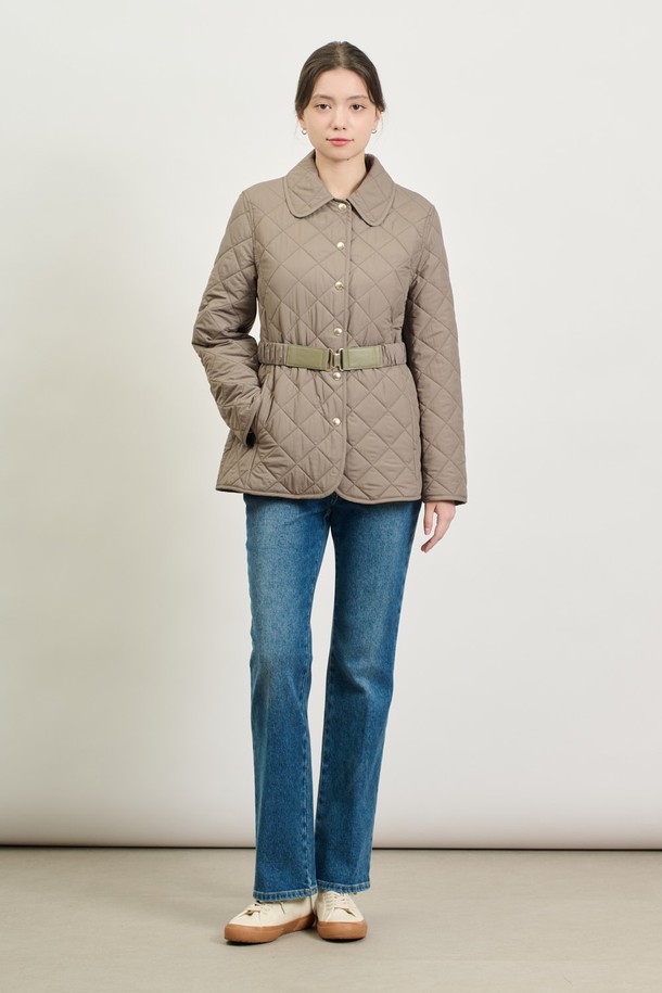 BCBG - 점퍼 - [25SP] 벨티드 퀼팅 점퍼 - KHAKI B5S1R10345