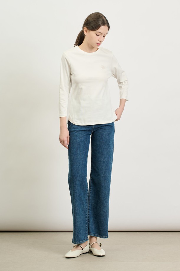 BCBG -  - [25SP] 크라운 프린트 티셔츠 - WHITE B5S1X41010