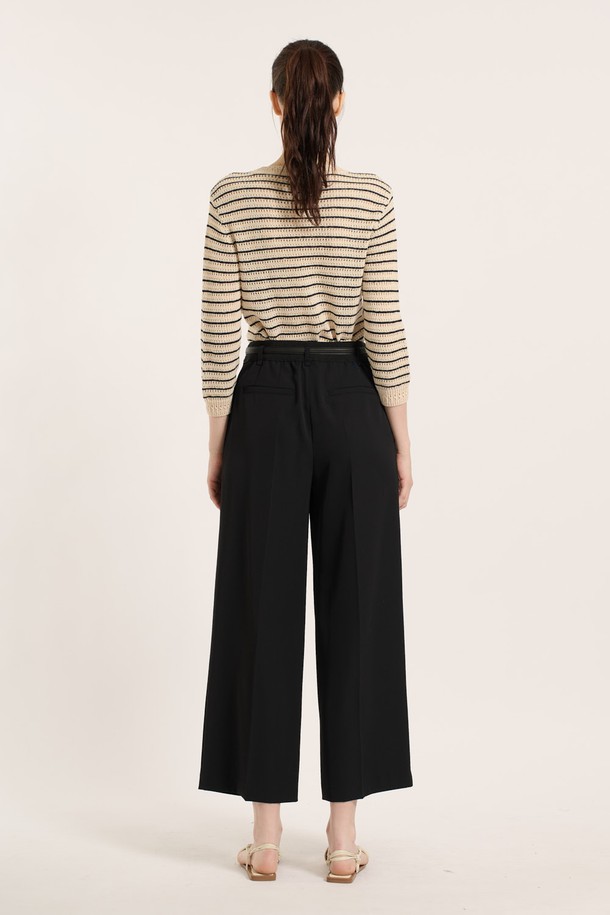 BCBG - 롱/미디팬츠 - [25SM] 벨트세트 와이드 슬렉스 - BLACK B5B3P30799