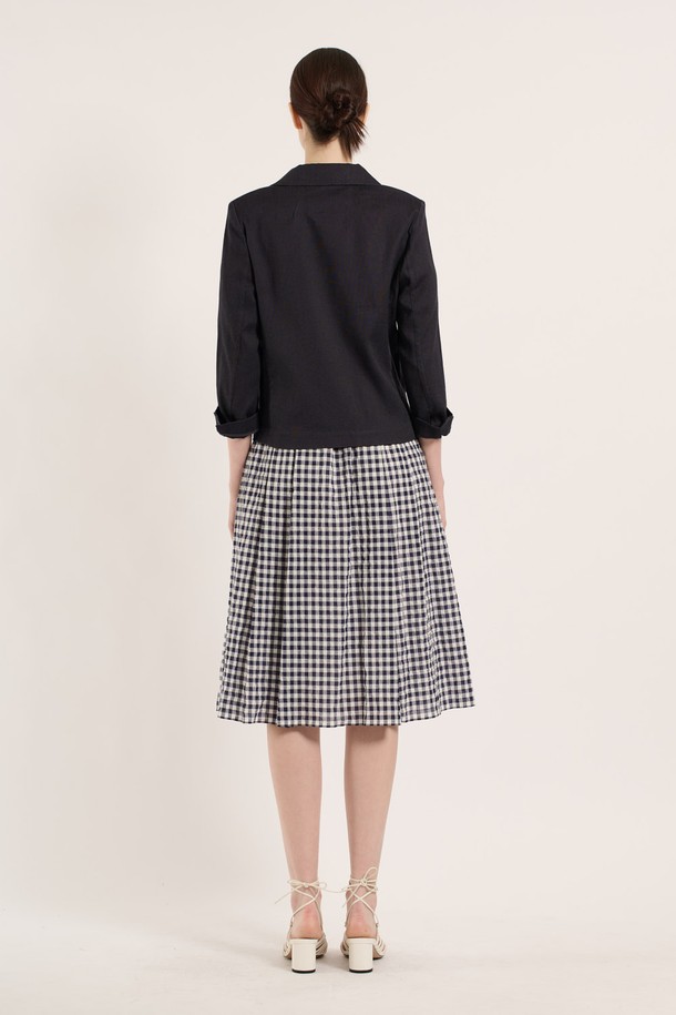 BCBG - 자켓 - [25SM] 린넨 크롭 자켓 - NAVY B5B4J12055