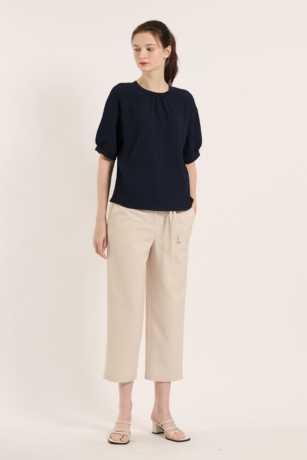 BCBG - 블라우스 - [25SM] 쉐이크 반팔 블라우스 - DARK NAVY B5B4B48356