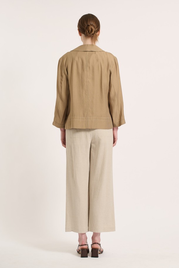 BCBG - 자켓 - [25SU] 투버튼 스티치 자켓 - M BEIGE B5M3G17472