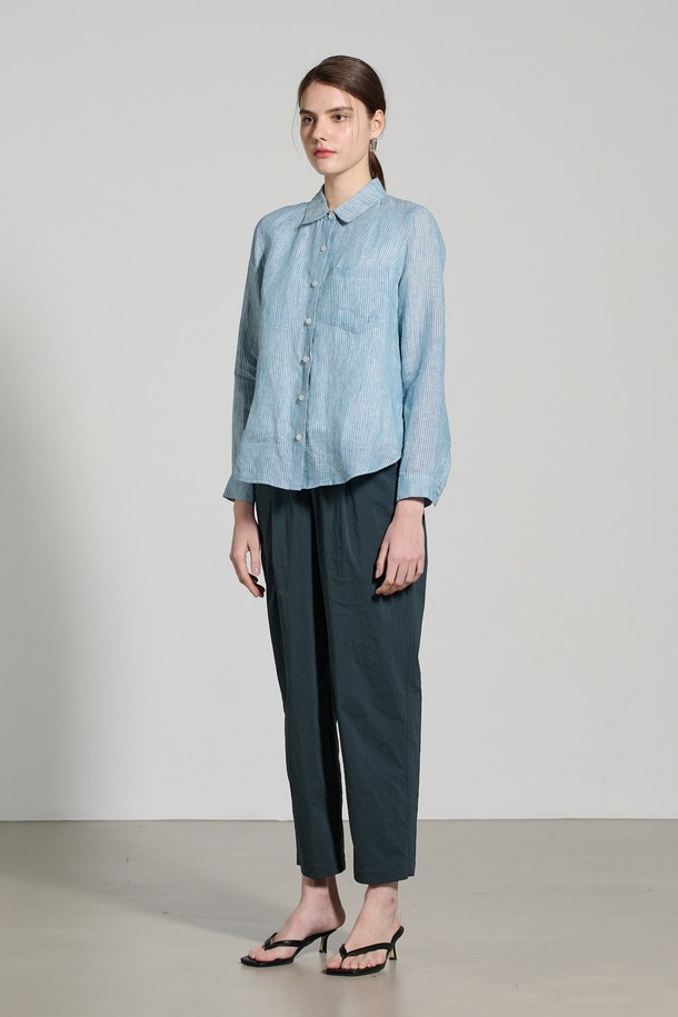 ALL&SUNDRY - 셔츠 - [25SU] 스트라이프 린넨 셔츠 - LIGHT BLUE A5M3B40451