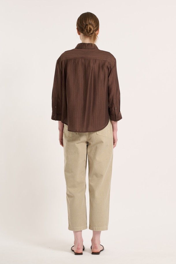 BCBG - 셔츠 - [25SU] 세로결 텐셀 셔츠 - BROWN B5M4B48374