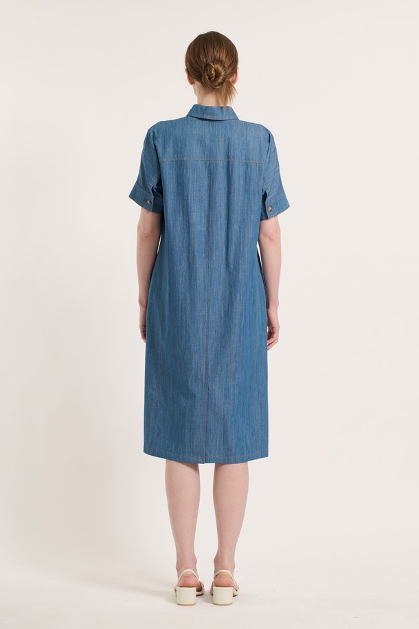 BCBG - 데님 원피스 - [25SU] 데님 스트레이트 원피스 - INDIGO B5M4O68160