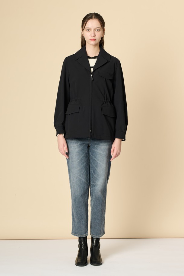 BCBG - 점퍼 - [24FA]드로우스트링 집업 점퍼 - BLACK B4F8R13599