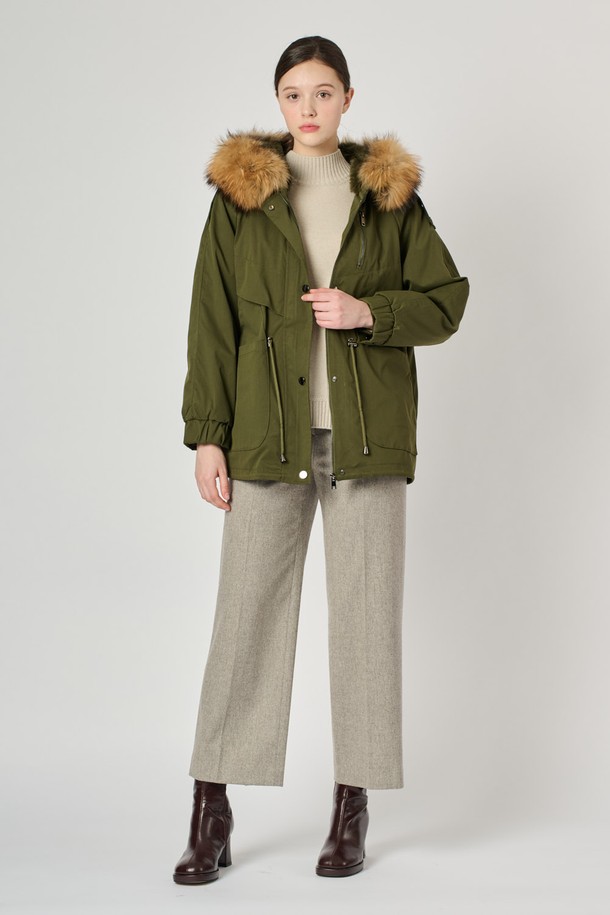 BCBG - 점퍼 - [24WT]라쿤래빗야상 점퍼 - KHAKI B4W9G87545