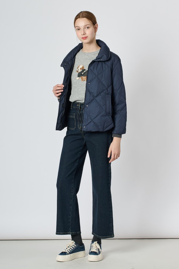 BCBG - 패딩 - [24WT] 니트 블록 덕다운 점퍼 - NAVY B4W9G88555