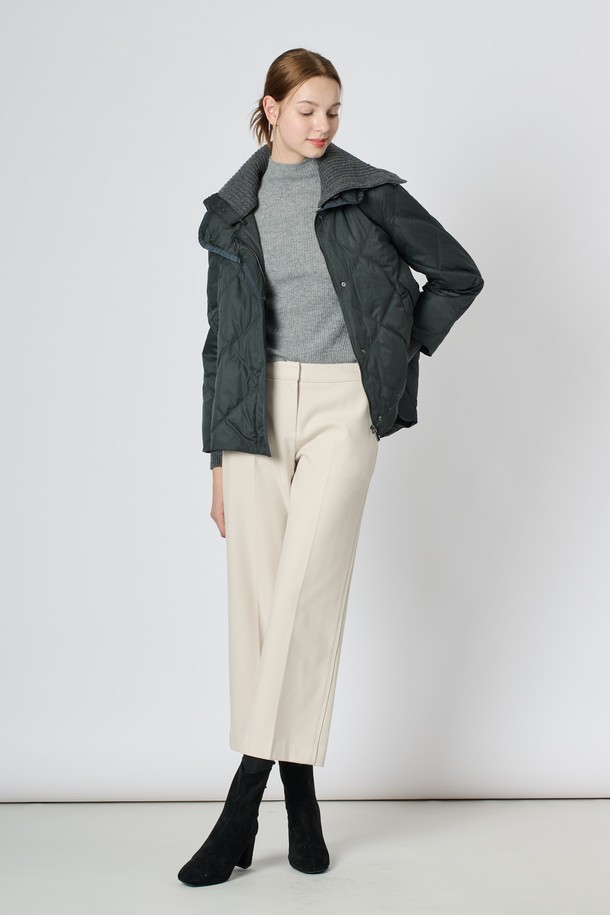 BCBG - 패딩 - [24WT] 니트 블록 덕다운 점퍼 - DARK KHAKI B4W9G88583