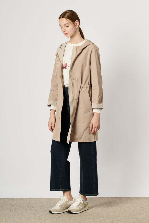 BCBG - 점퍼 - [24FA] 후드 스트링 점퍼 - M BEIGE B4F8R15072