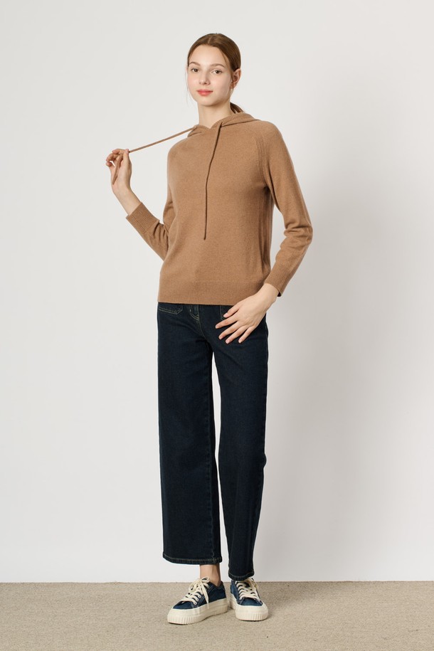 BCBG - 스웨터 - [24WT] 울 캐시 블랜딩 후드 니트 탑 - CAMEL B4W9K40280