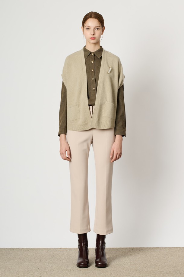 BCBG - 베스트 - [24WT] 캐시 블랜드 니트 베스트 - LIGHT KHAKI B4W9K50381