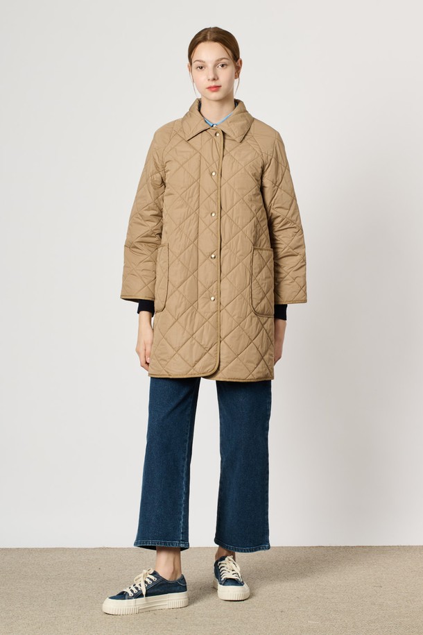 BCBG - 패딩 - [24WT] 퀼티드 패딩 점퍼 - DARK BEIGE B4W9R12573