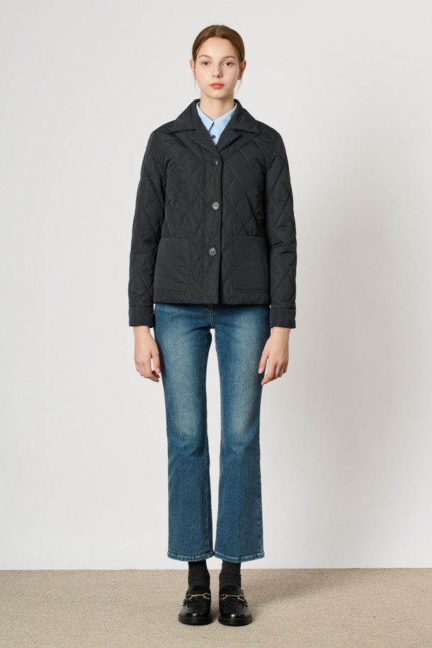 BCBG - 패딩 - [24WT] 퀼티드 카라 패딩 점퍼 - DARK NAVY B4W9R13756