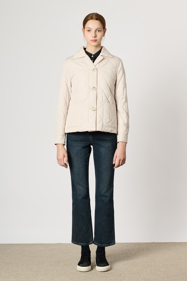 BCBG - 패딩 - [24WT] 퀼티드 카라 패딩 점퍼 - LIGHT BEIGE B4W9R13771