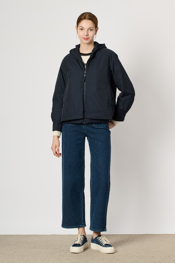 BCBG - 패딩 - [24WT] 후드 집업 더블 점퍼 - NAVY B4W9R15055