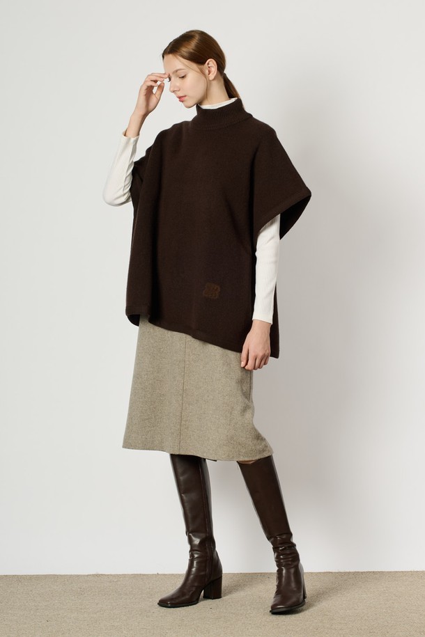 BCBG - 스웨터 - [24WT] 하이넥 니트 케이프 - BROWN B4WAK51474