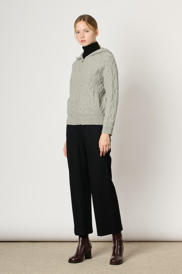 BCBG - 가디건 - [24WT] 캐시블랜딩 케이블 후드 니트 점퍼 - MULTI M GRAY B4WAK12097