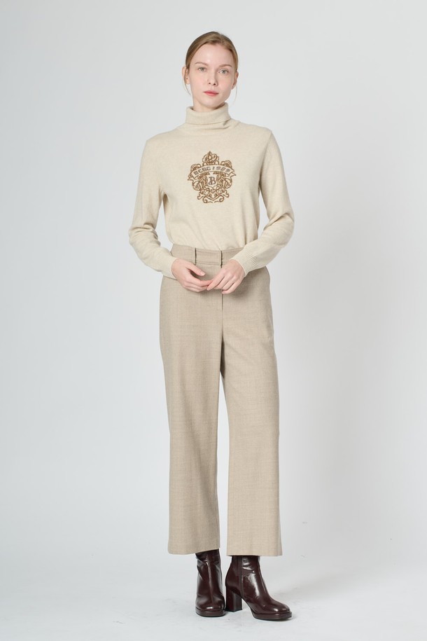 BCBG - 롱/미디팬츠 - [24WT] 울 블랜드 백밴딩 팬츠 -2 - LIGHT BEIGE B4WBP34571