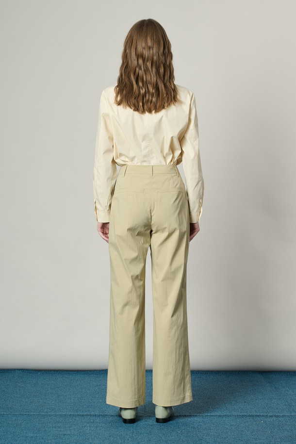 ALL&SUNDRY - 롱/미디팬츠 - [25SS] 면혼방 롱와이드 팬츠 - LIGHT KHAKI A5S1P37681