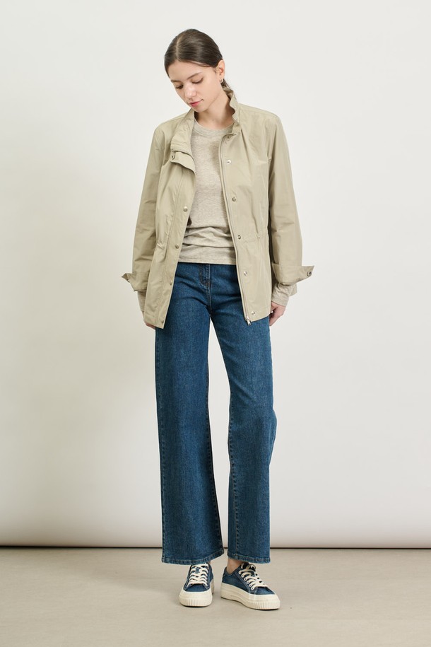 BCBG - 점퍼 - [25SP] 프릴넥 점퍼 - LIGHT KHAKI B5S2R12581