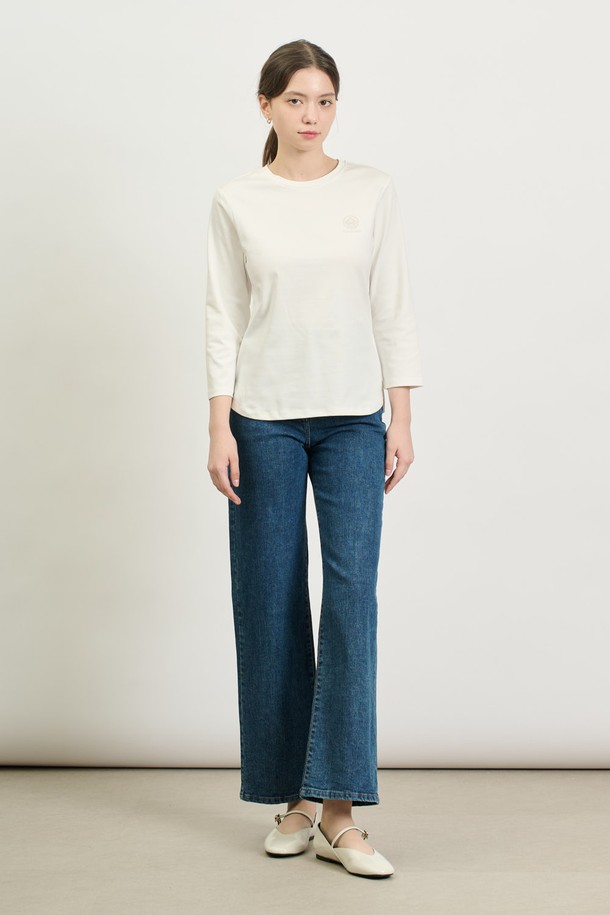 BCBG -  - [25SP] 크라운 프린트 티셔츠 - WHITE B5S1X41010