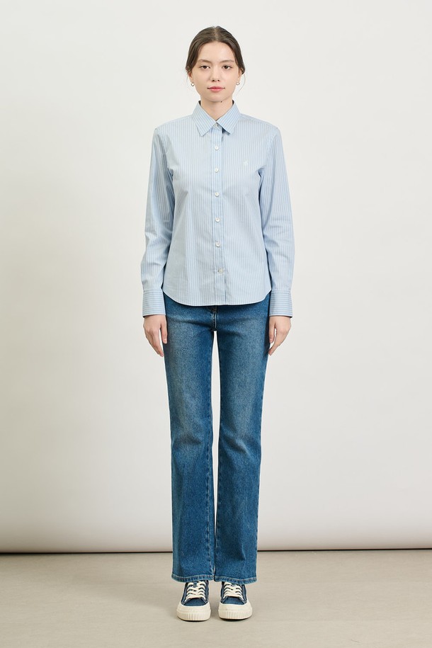 BCBG - 셔츠 - [25SP] 로고자수 스트라이프 셔츠 - LIGHT BLUE B5S1B40651