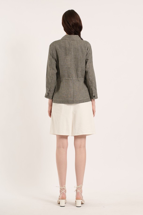 BCBG - 점퍼 - [25SM] 린넨체크 점퍼 - DARK BEIGE B5B3R15873