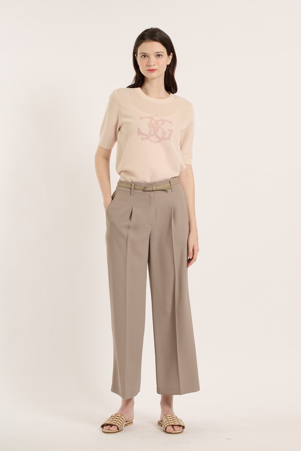 BCBG - 롱/미디팬츠 - [25SM] 벨트세트 와이드 슬렉스 - M BEIGE B5B3P30772