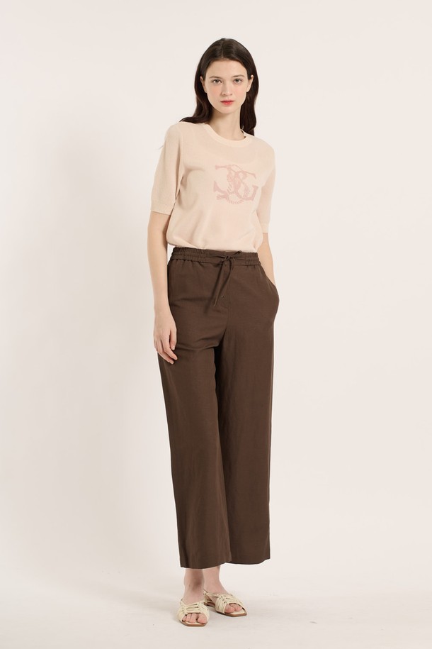 BCBG - 롱/미디팬츠 - [25SU] 허리스트링 팬츠 - BROWN B5B4P38774
