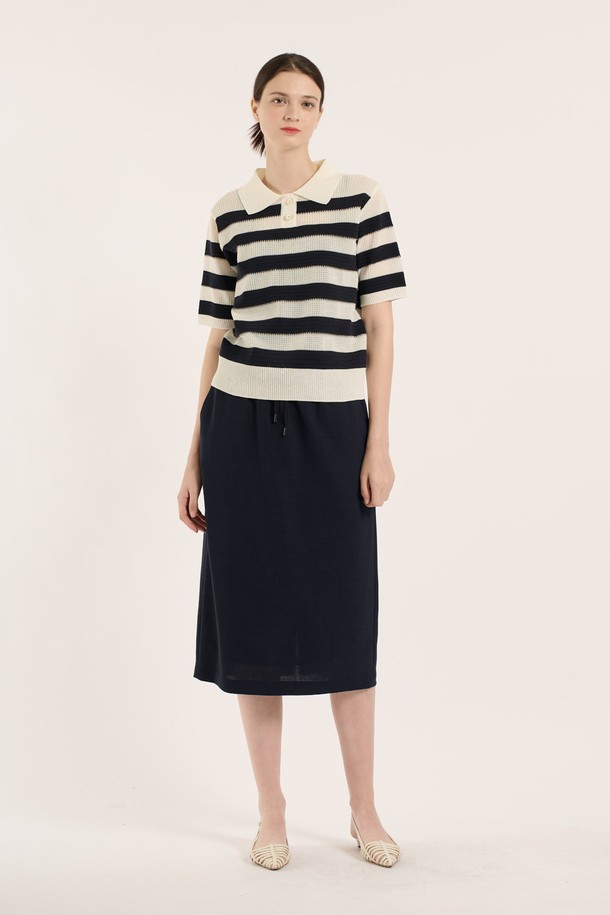 BCBG - 스웨터 - [25SM] 티에리 단가라 풀오버 - DARK NAVY B5B4K48256