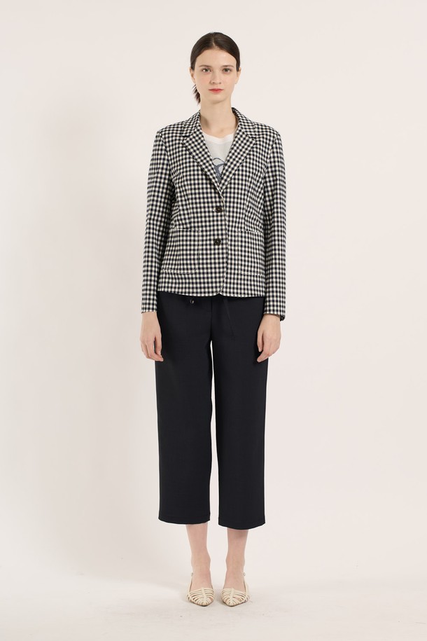 BCBG - 자켓 - [25SM] 체크 싱글 자켓 - DARK NAVY B5B4J13156