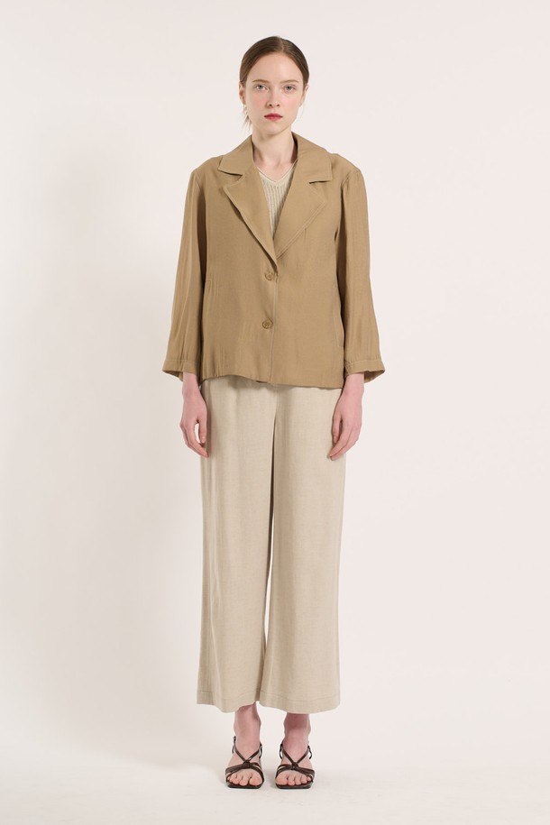 BCBG - 자켓 - [25SU] 투버튼 스티치 자켓 - M BEIGE B5M3G17472