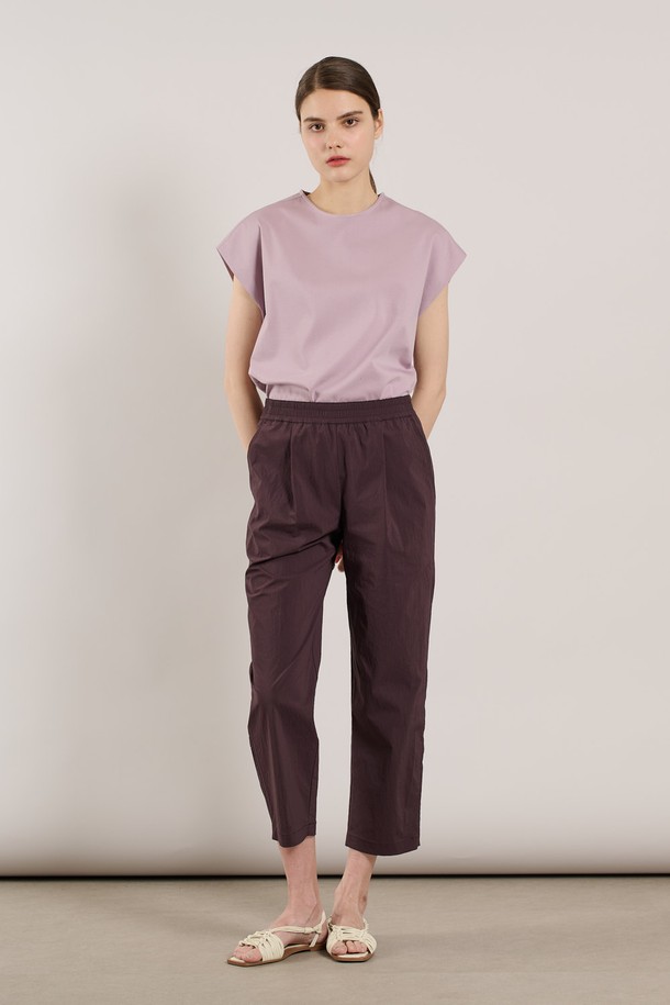 ALL&SUNDRY - 롱/미디팬츠 - [25SU] 밴딩 베기팬츠 - DARK PURPLE A5M3P37664
